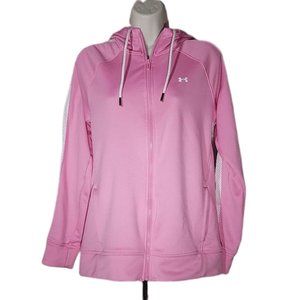 Under Armour Pink Zip Up Hooded Jacket Coat Size Medium with pockets